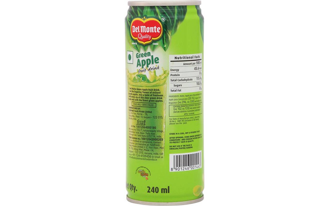 Del Monte Green Apple Fruit Drink   Tin  240 millilitre